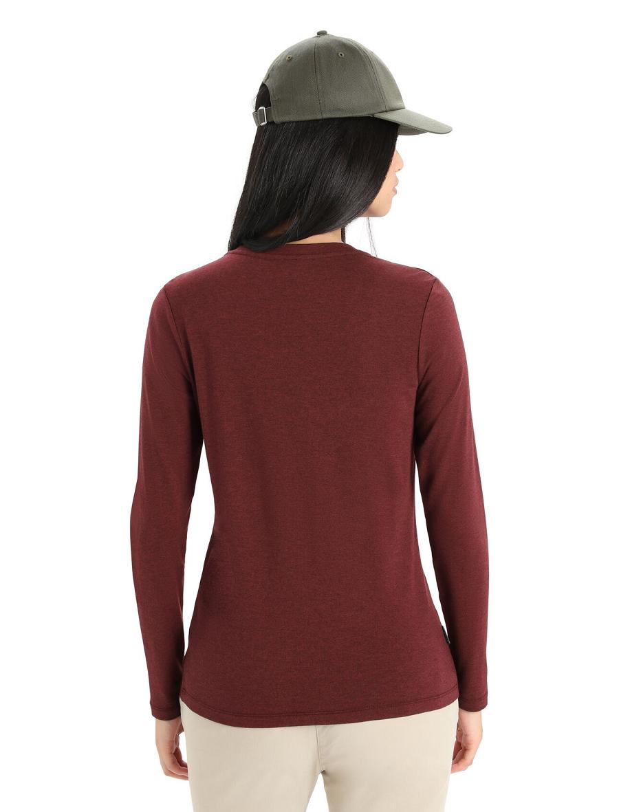 Espresso Icebreaker Merino Central Classic T-Shirt Sunset Women's Long Sleeve | AU 1634ZUTG